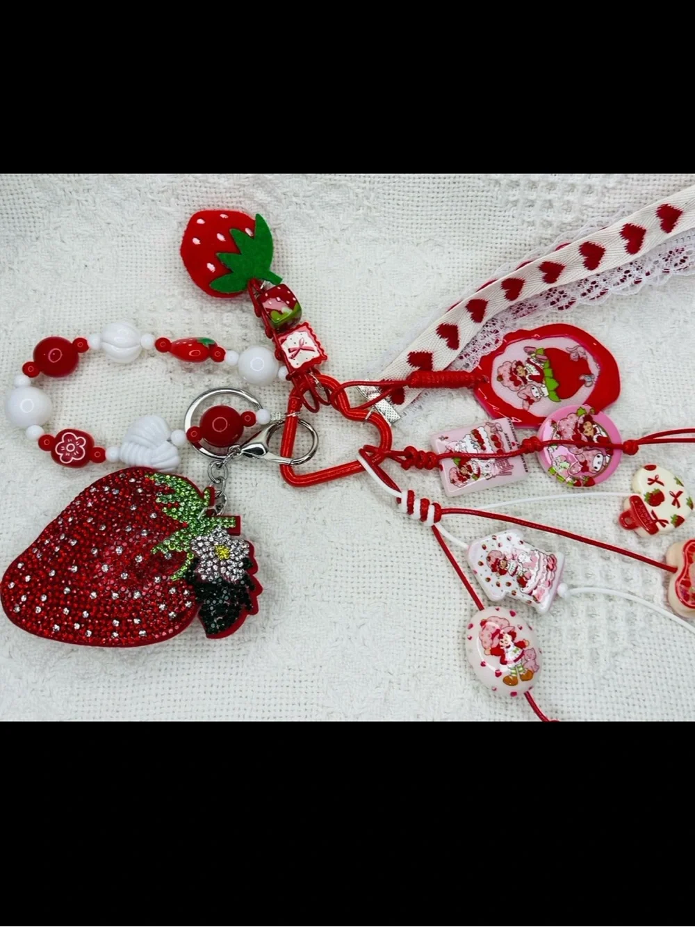 Strawberry Charm Keychain Bundle - Red